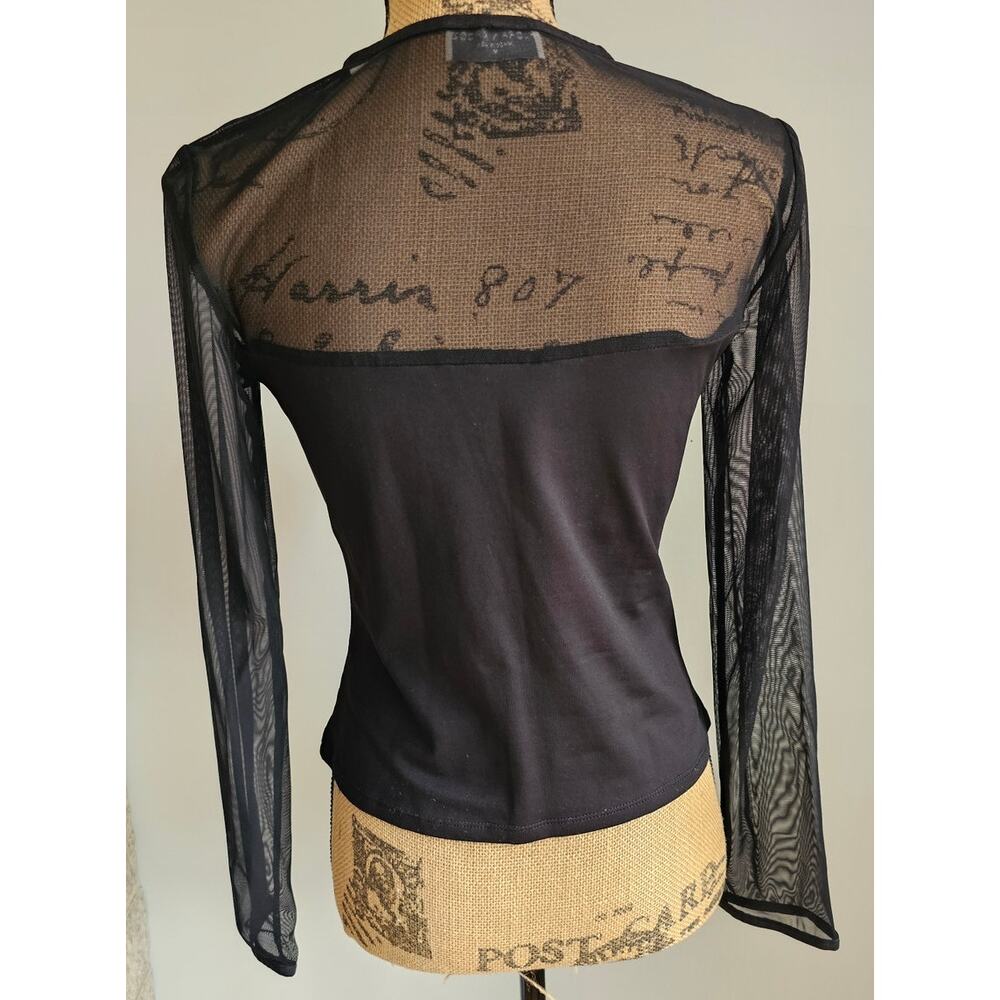 Flora Nikrooz Sheer Embroidered Top, Black, Formal-Casual, Sexy,  Womans Sz M - Picture 4 of 10